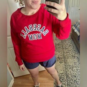 Baseball mom French terry cotton blend sweatshirt